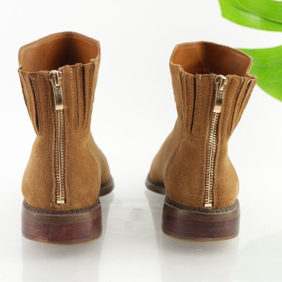Franco Sarto Womens Hawk Boots Size 10 Camel Tan Suede Booties Low Block Heel - Picture 4 of 11